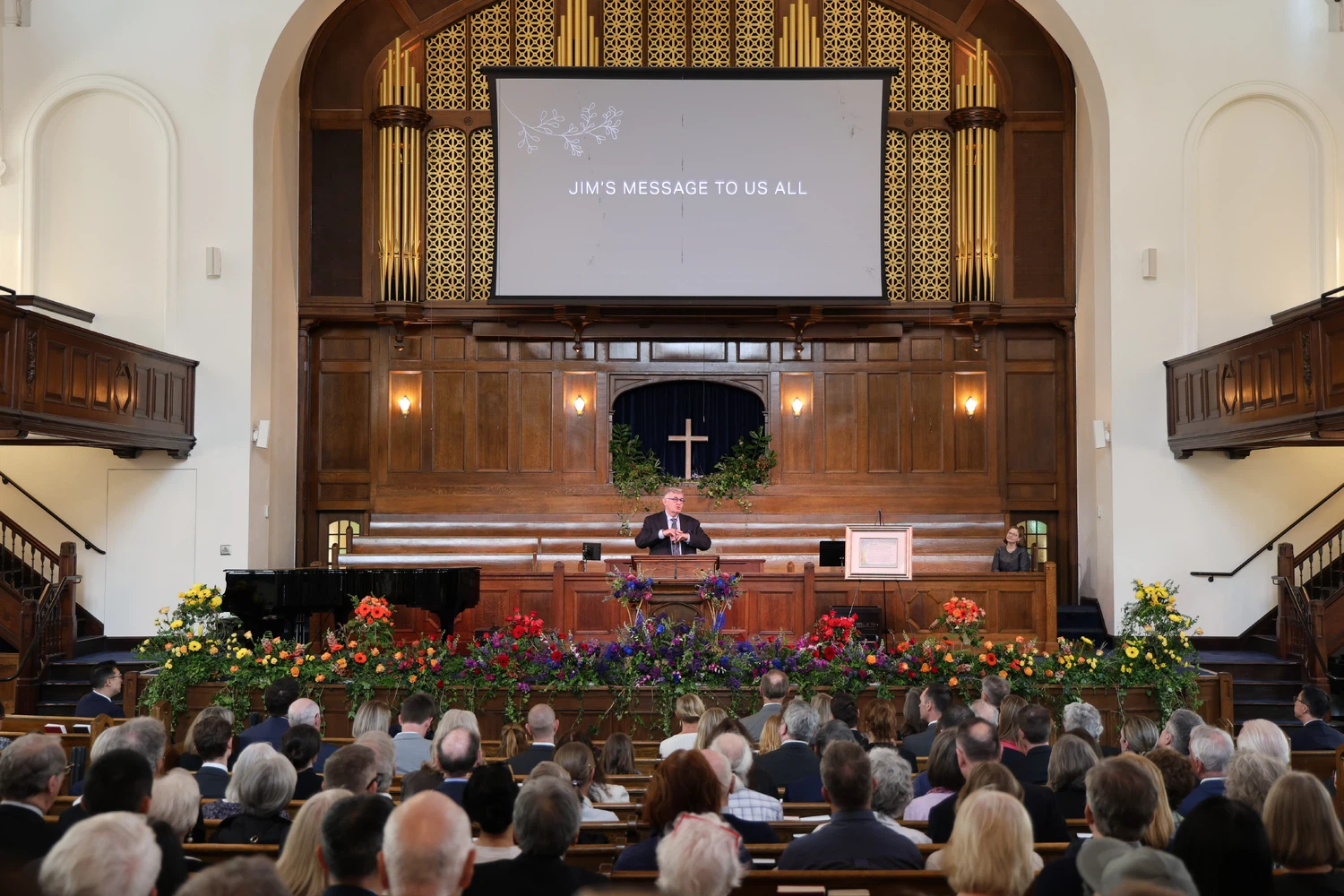 Chris Houston speaking in Jim's memorial