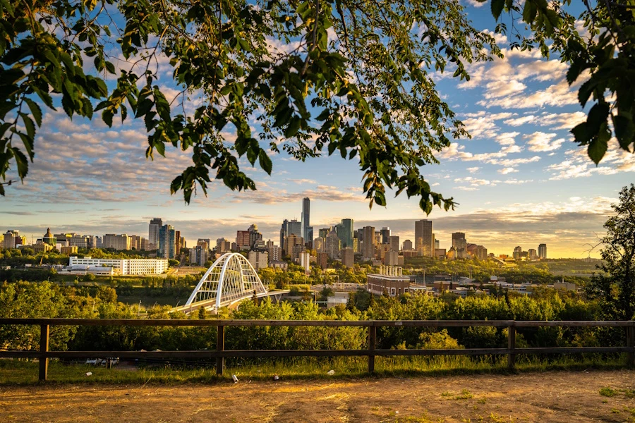 Edmonton skyline featuring Walterdale Bridge.